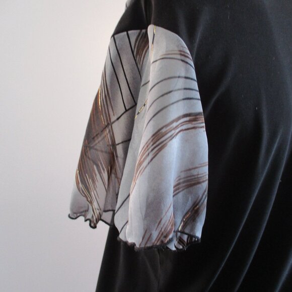 Elegant Sheer Sleeve Blouse by Standard USA – Black & Bronze Flow Print ✨ - Picture 5 of 6